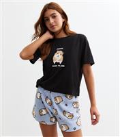 Girls' Black Guinea Pig T-Shirt And Shorts Pyjamas New Look
