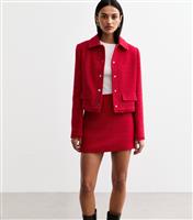 Women's Red Boucl A-Line Mini Skirt New Look