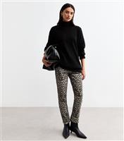 Women's Brown Leopard Print Straight Leg Jeans New Look