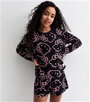 Girls' Black Hello Kitty Print Pyjamas New Look