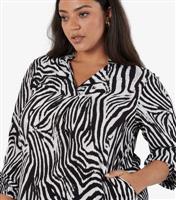 Women's Plus Size Black Zebra Print Mini Kaftan Curves Apricot New Look