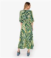 Women's Green Swirl Print Angel Sleeve Midi Dress Apricot New Look