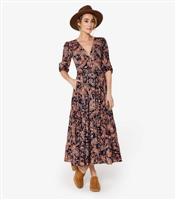 Women's Brown Paisley-Print Maxi Shirt Dress Apricot New Look