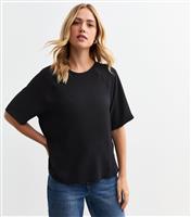 Women's Black Raglan Sleeve Woven Top New Look
