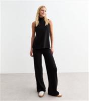 Women's Tall Black Soft Touch Wide Leg Trousers New Look