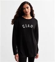 Women's Tall Black Ciao Slogan Top New Look