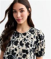 Women's Grey Floral Print Short Sleeve Mini Dress New Look