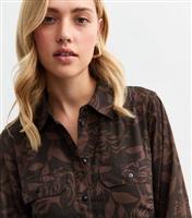 Women's Brown Floral Print Crepe Midi Dress New Look