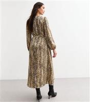 Women's Brown Woven Snake Print Midi Dress New Look