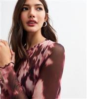 Women's Pink Tie Dye Mesh Long Sleeve Midi Dress New Look