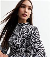 Women's Black Zebra Print Crepe Midi Dress New Look