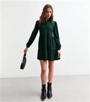 Women's Green Crinkle Smock Shirt Dress New Look