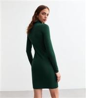 Women's Green Jersey Roll Neck Mini Dress New Look
