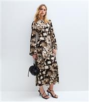 Women's Grey Snake Print Satin Midi Dress New Look