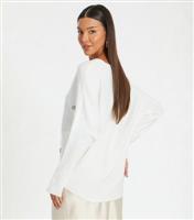 Women's Cream Embellished Batwing Knitted Jumper Quiz New Look