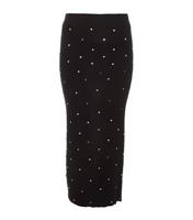 Women's Black Diamante Embellished Ribbed Midi Skirt Quiz New Look