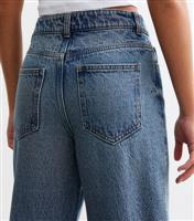 Girls' Blue Ripped Wide Leg Jeans New Look