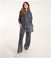 Women's Grey Side Zipper Oversized Hoodie Blue Vanilla New Look