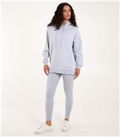 Women's Grey Popper Detail Hoodie Trouser Set Blue Vanilla New Look