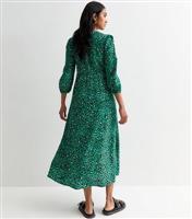 Women's Green Leopard-Print Maxi Dress Cutie London New Look