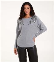 Women's Grey Sequin Flower Jumper Blue Vanilla New Look