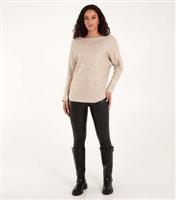 Women's Cream Foil Print Batwing Jumper Blue Vanilla New Look