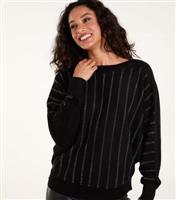 Women's Black Diamante Stripe Jumper Blue Vanilla New Look