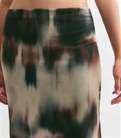 Women's Black Abstract Print Mesh Midi Skirt New Look