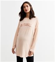 Women's Maternity Pale Pink Sequinned Bisous Top New Look