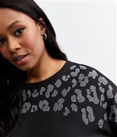 Women's Plus Size Black Leopard Pattern Top Curves New Look