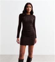 Women's Brown Wide Rib Ruched Mini Dress New Look