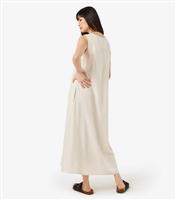 Women's Stone Linen-Blend Zip Detail Midi Dress Apricot New Look