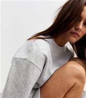 Women's Grey Long Sleeve Crew Neck Mini Sweater Dress New Look