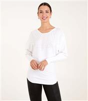 Women's Off White Pearl Detail Jumper Blue Vanilla New Look