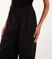 Women's Black High Waisted Embellished Trousers Blue Vanilla New Look
