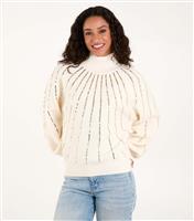 Women's Off White Textured Sequin High Neck Jumper Blue Vanilla New Look