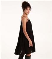 Women's Black Tiered Mini Dress Blue Vanilla New Look