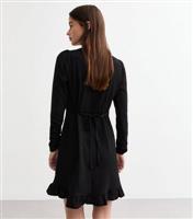Women's Black Ladder Trim Long Sleeve Mini Dress New Look