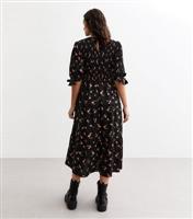 Women's Maternity Black Floral Print Midi Dress New Look