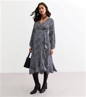 Women's Maternity Blue Frill Trim Wrap Midi Dress New Look