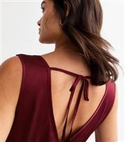 Women's Maternity Burgundy Twist Pleated Midi Dress New Look
