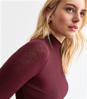 Women's Tall Burgundy High Neck Top New Look