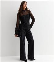 Women's Black Crochet High Neck Top Cameo Rose New Look