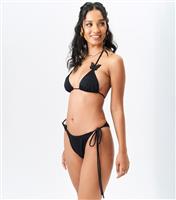 Women's Black Butterfly Applique Halterneck Bikini Top Gini London New Look
