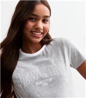 Girls' Grey New York 1989 Ringer T-Shirt New Look