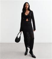 Women's Black Frill Hem Lace Midi Skirt New Look