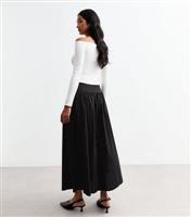 Women's Black Gathered Waist Midi Skirt New Look