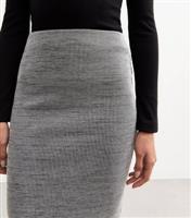 Women's Grey Marled Stretch Rib Midi Skirt New Look
