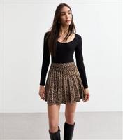 Women's Brown Leopard Print Jacquard Mini Skirt New Look