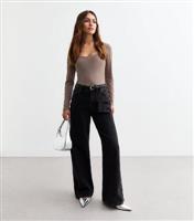Women's Petite Mink Square Neck Long Sleeve Bodysuit New Look